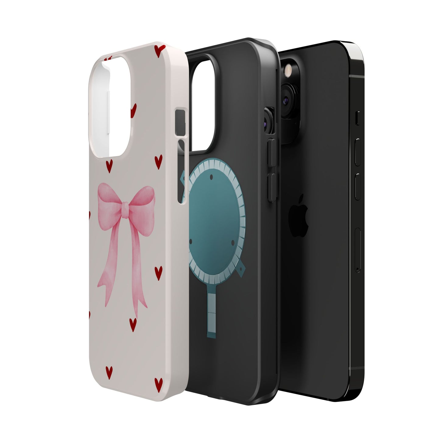 Pink Bow & Red Hearts MagSafe iPhone® Case