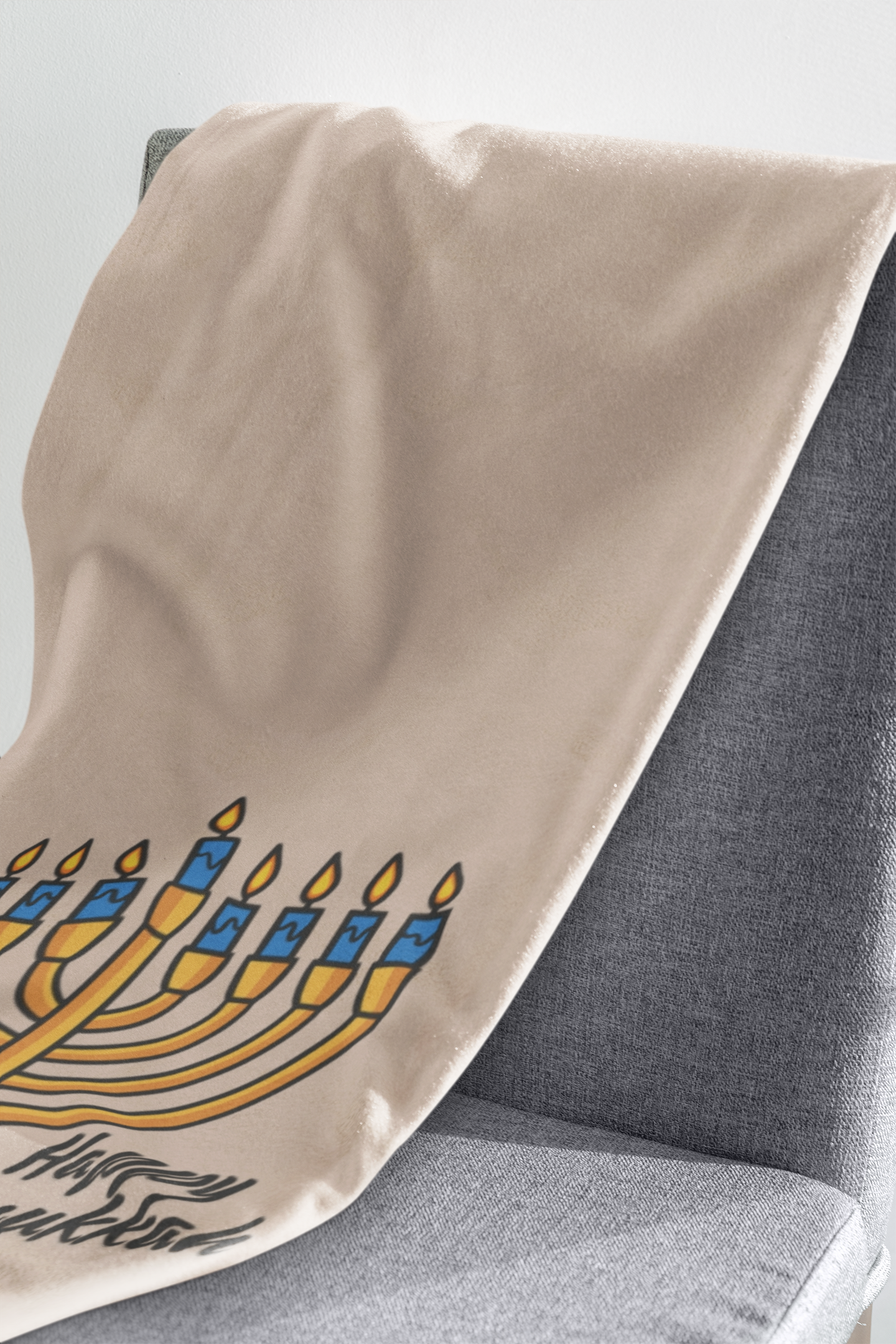 Happy Hanukkah Cozy Plush Throw Blanket