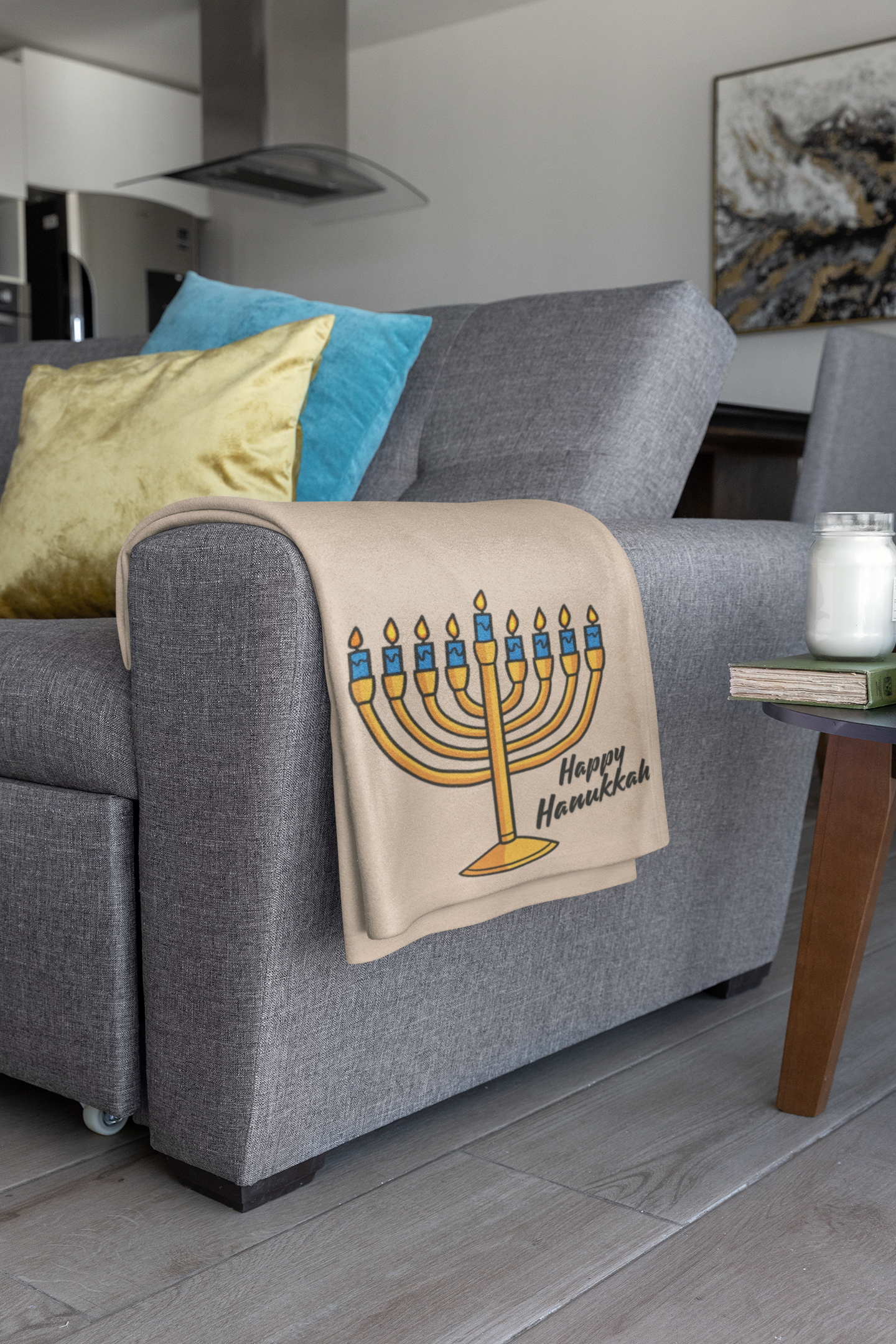 Happy Hanukkah Cozy Plush Throw Blanket