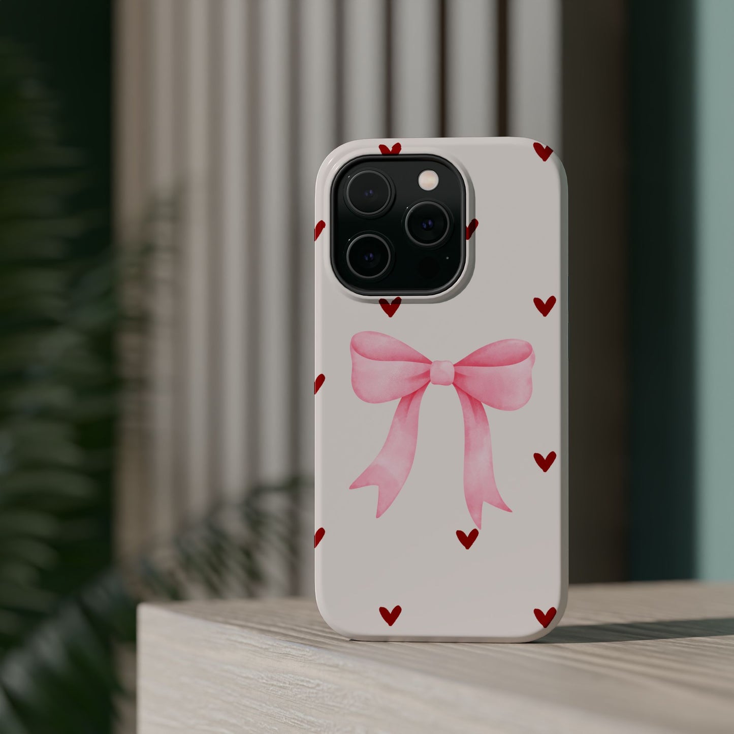 Pink Bow & Red Hearts MagSafe iPhone® Case