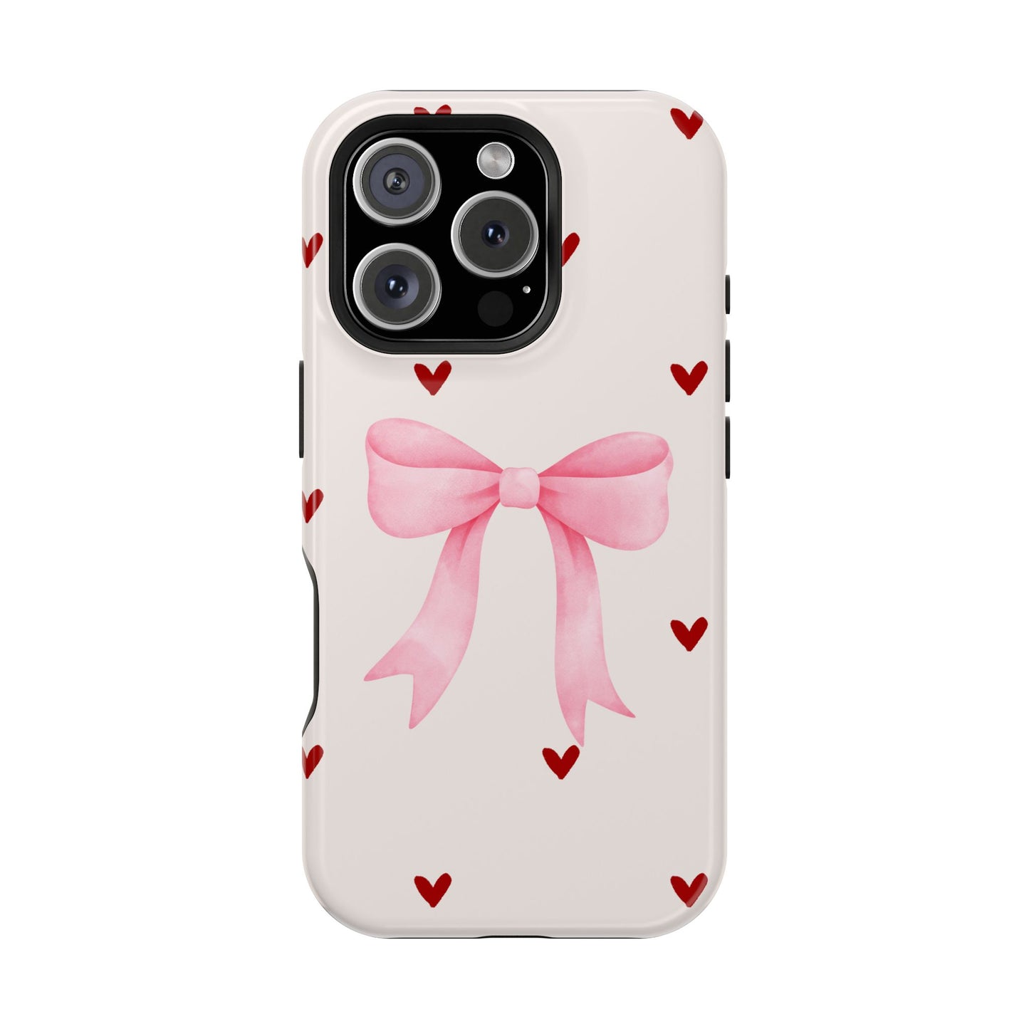 Pink Bow & Red Hearts MagSafe iPhone® Case