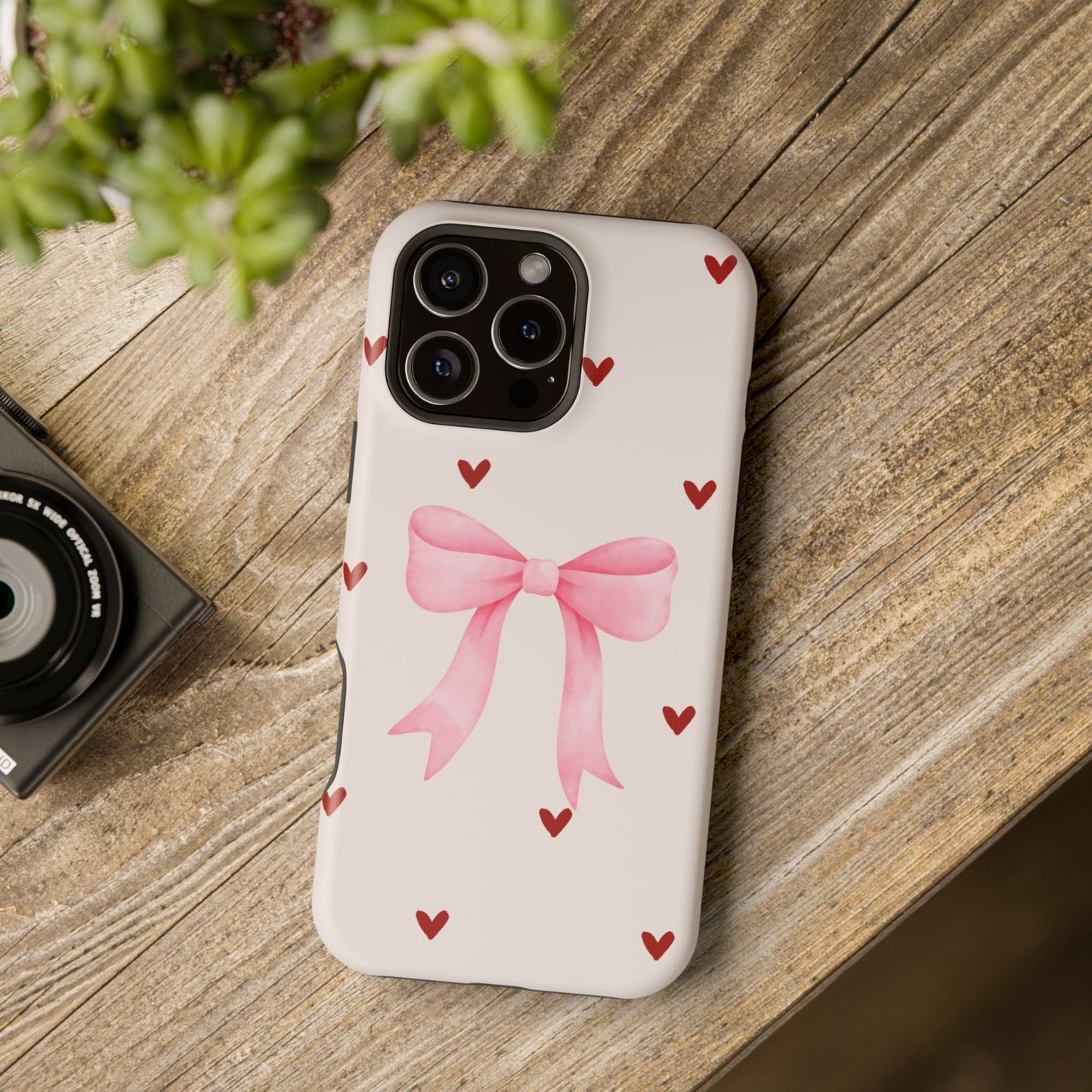 Pink Bow & Red Hearts MagSafe iPhone® Case