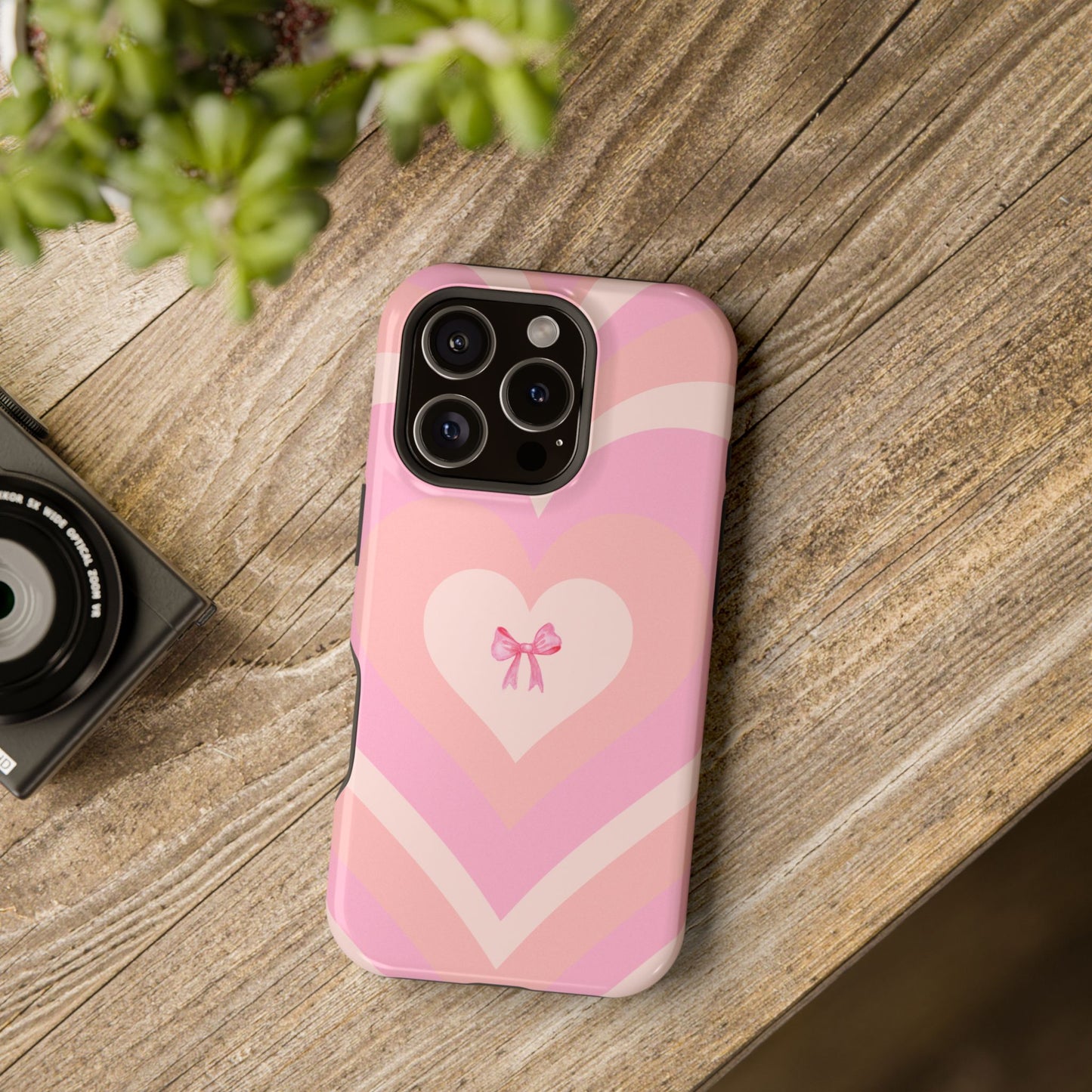 Pink Bow & Big Hearts MagSafe iPhone® Case