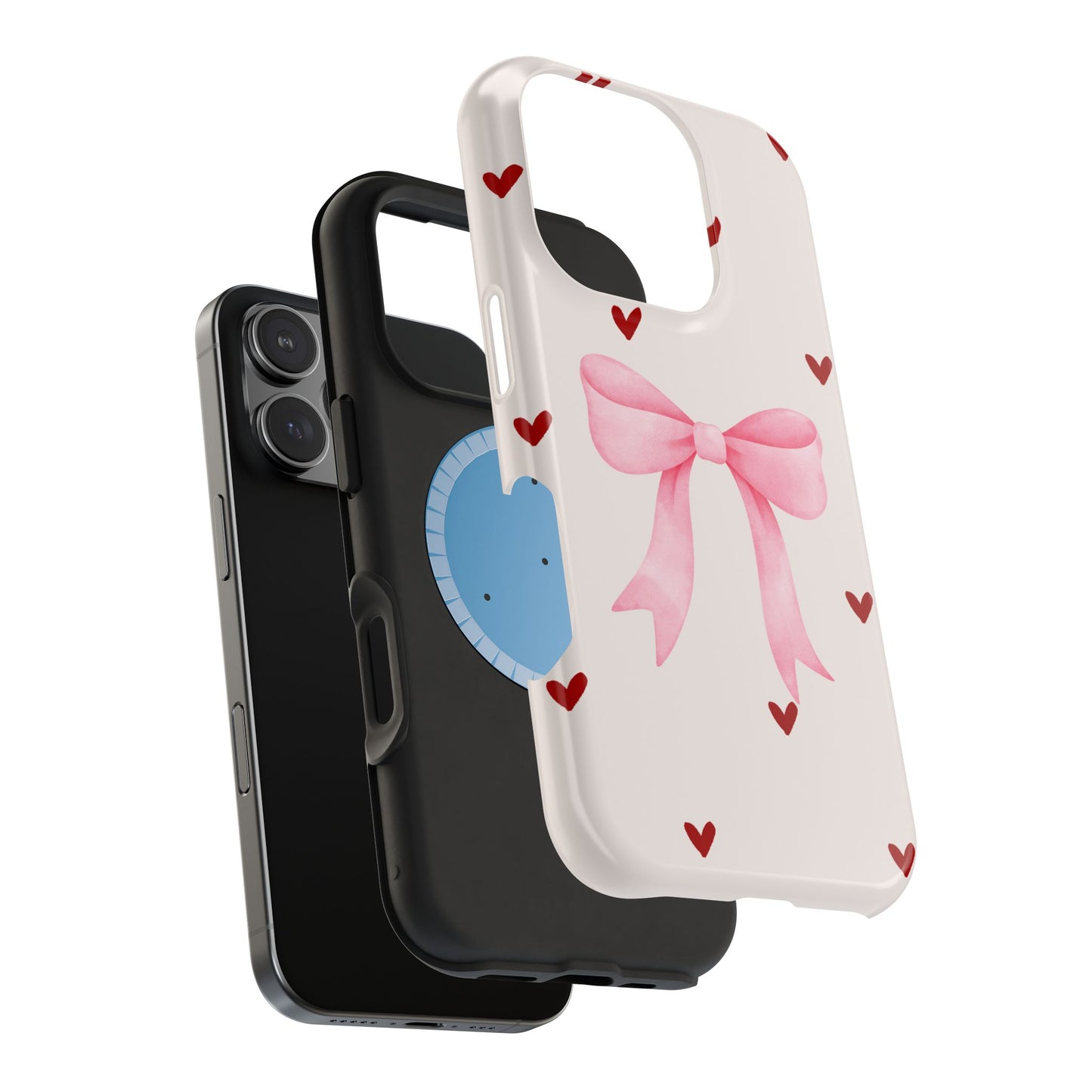 Pink Bow & Red Hearts MagSafe iPhone® Case