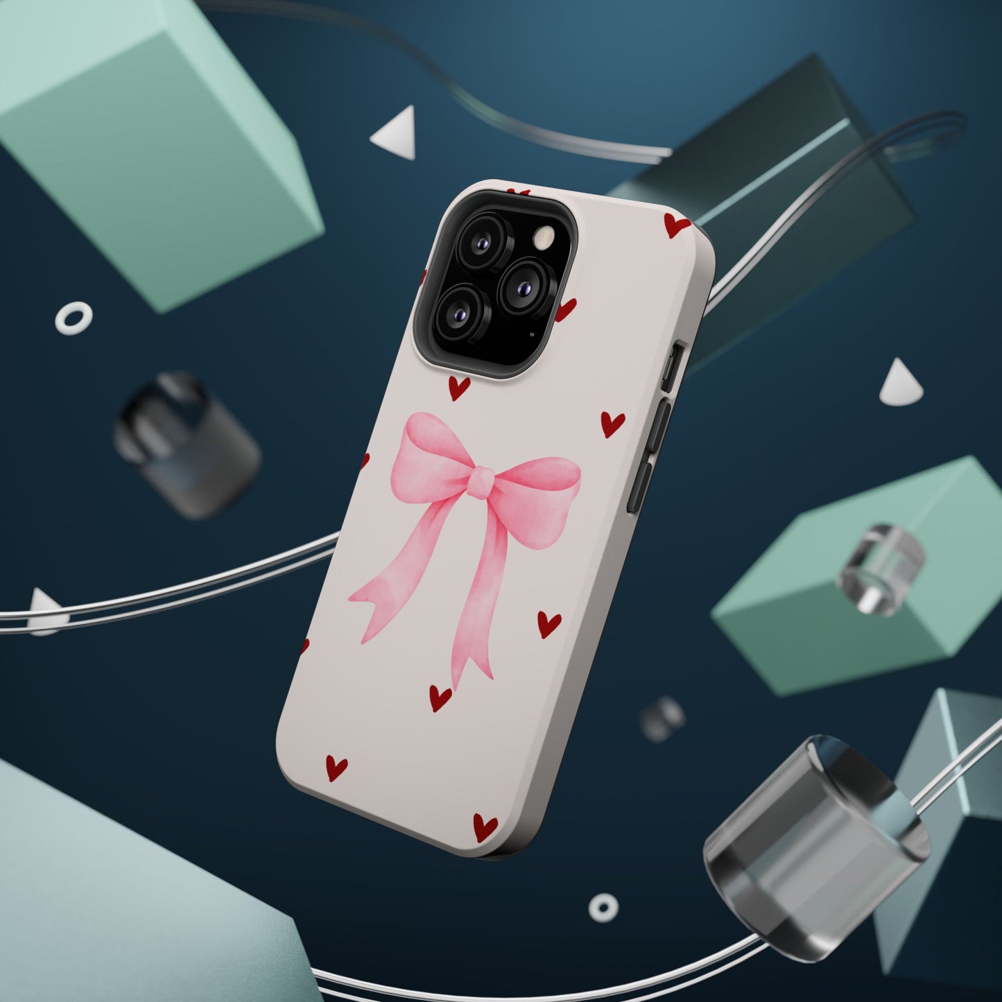 Pink Bow & Red Hearts MagSafe iPhone® Case