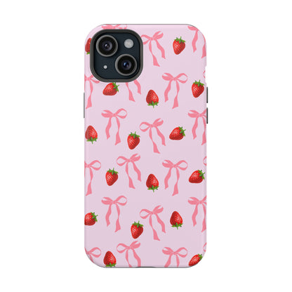 Pink Bow & Strawberry MagSafe iPhone® Case