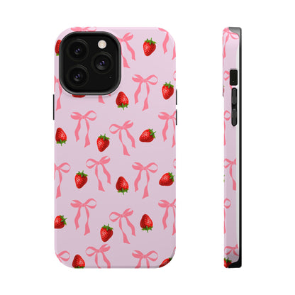 Pink Bow & Strawberry MagSafe iPhone® Case