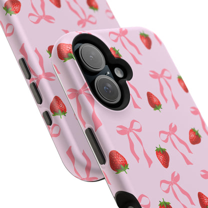 Pink Bow & Strawberry MagSafe iPhone® Case