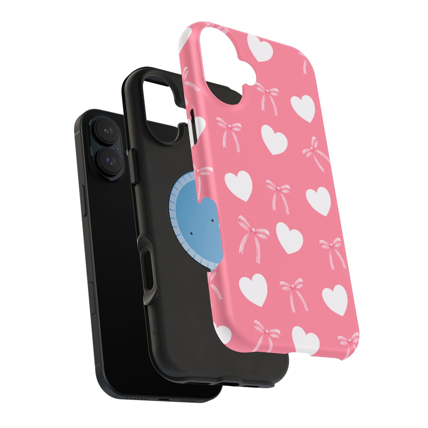 Pink Bow & White Hearts MagSafe iPhone® Case