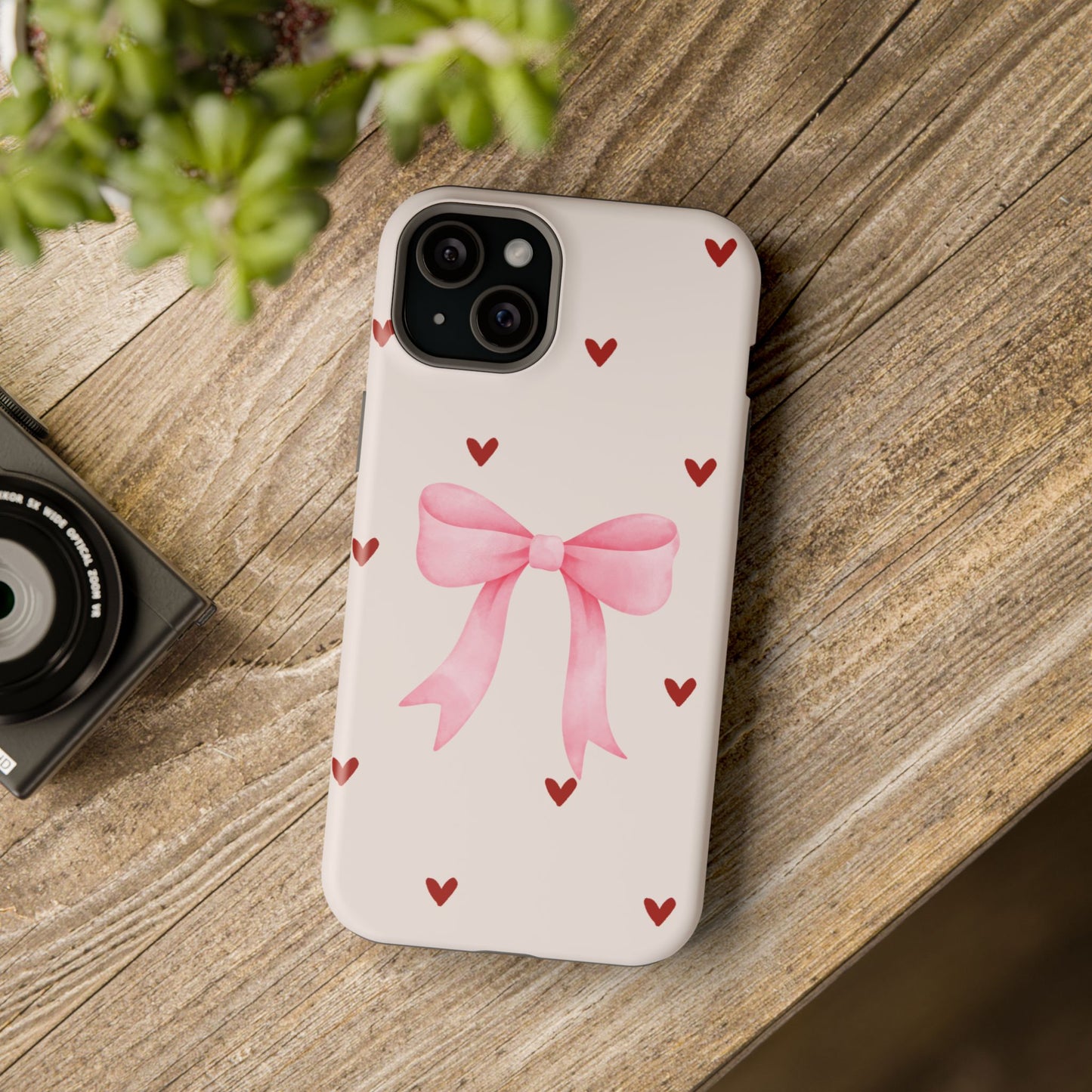 Pink Bow & Red Hearts MagSafe iPhone® Case
