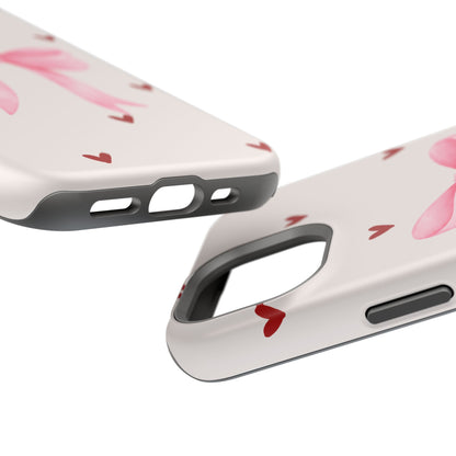 Pink Bow & Red Hearts MagSafe iPhone® Case