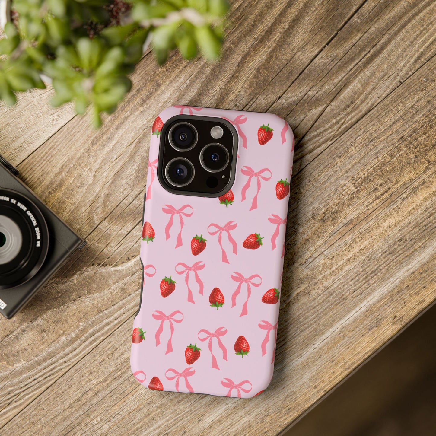 Pink Bow & Strawberry MagSafe iPhone® Case