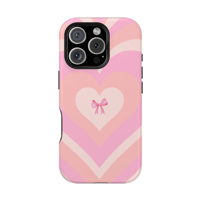 Pink Bow & Big Hearts MagSafe iPhone® Case