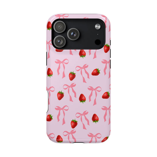 Pink Bow & Strawberry MagSafe iPhone® Case