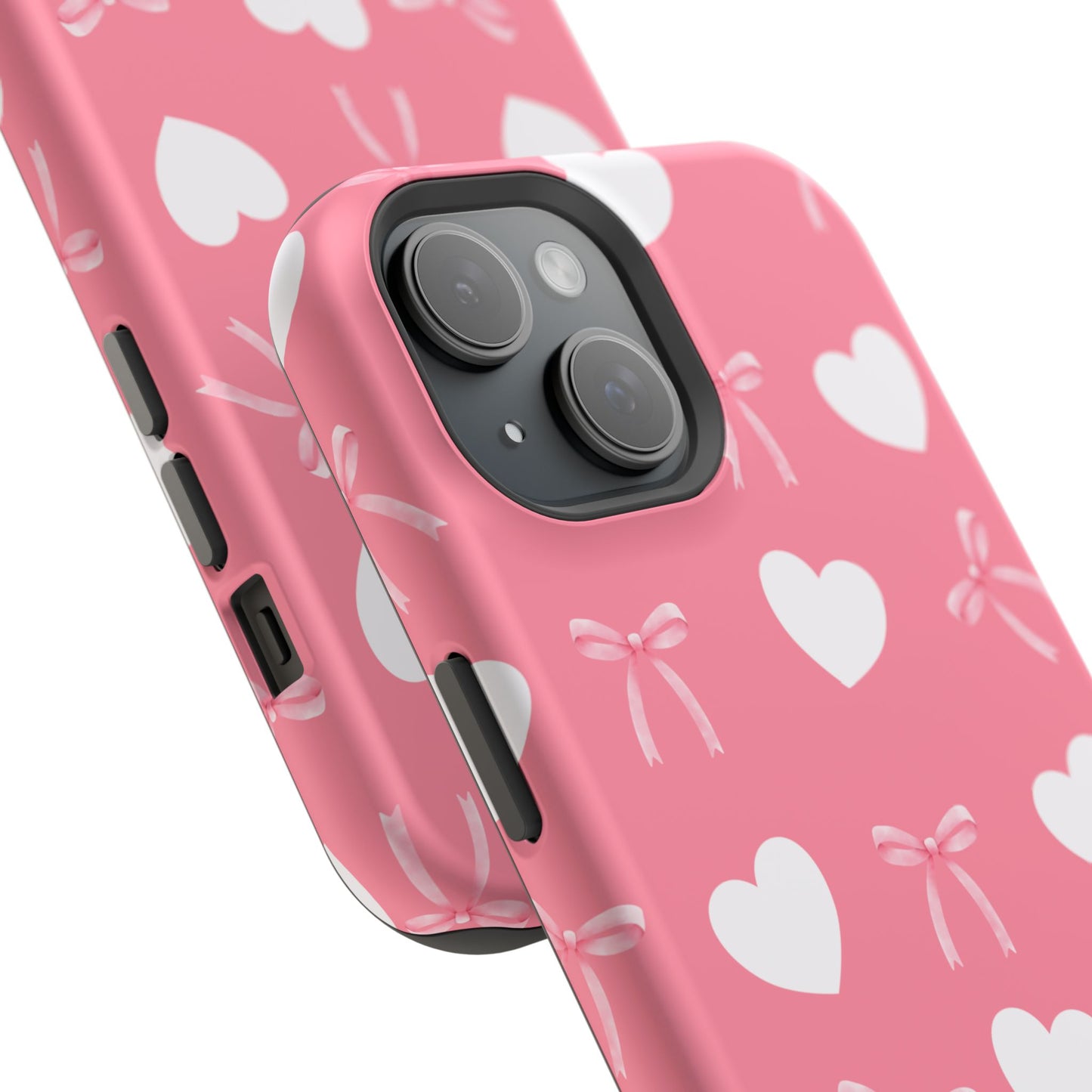 Pink Bow & White Hearts MagSafe iPhone® Case