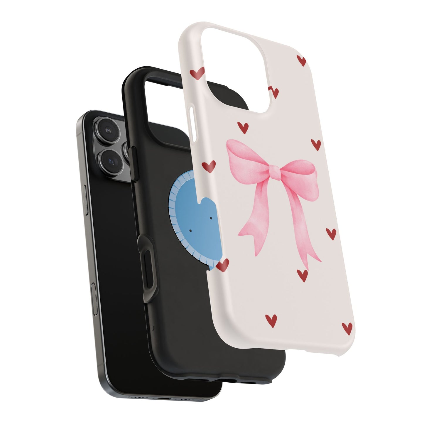 Pink Bow & Red Hearts MagSafe iPhone® Case