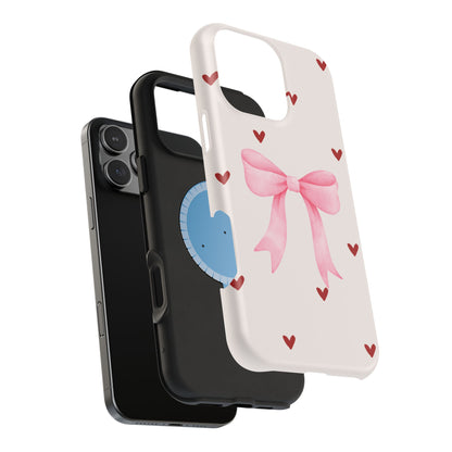 Pink Bow & Red Hearts MagSafe iPhone® Case