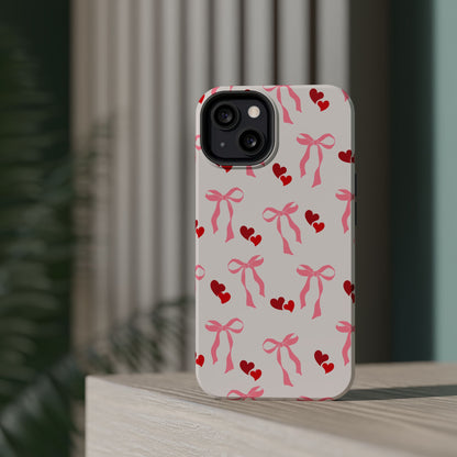 Pink Bows & Hearts MagSafe iPhone® Case