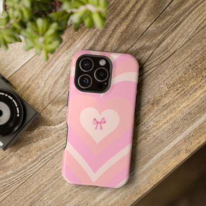 Pink Bow & Big Hearts MagSafe iPhone® Case