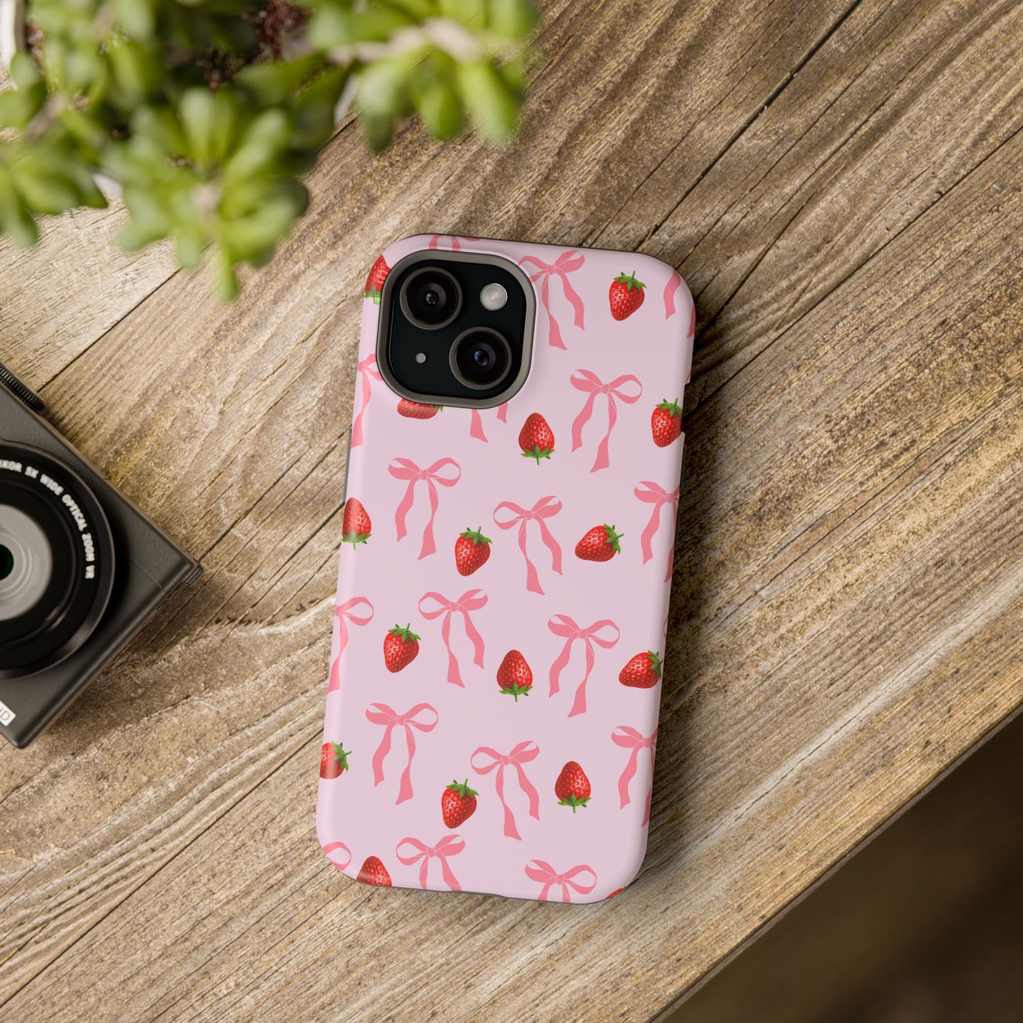 Pink Bow & Strawberry MagSafe iPhone® Case