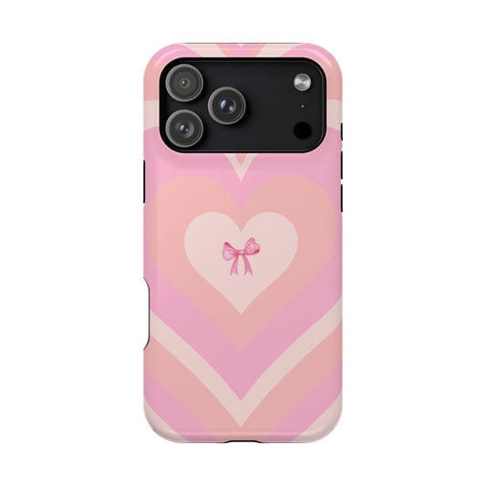 Pink Bow & Big Hearts MagSafe iPhone® Case