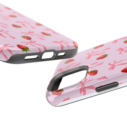 Pink Bow & Strawberry MagSafe iPhone® Case