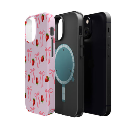 Pink Bow & Strawberry MagSafe iPhone® Case