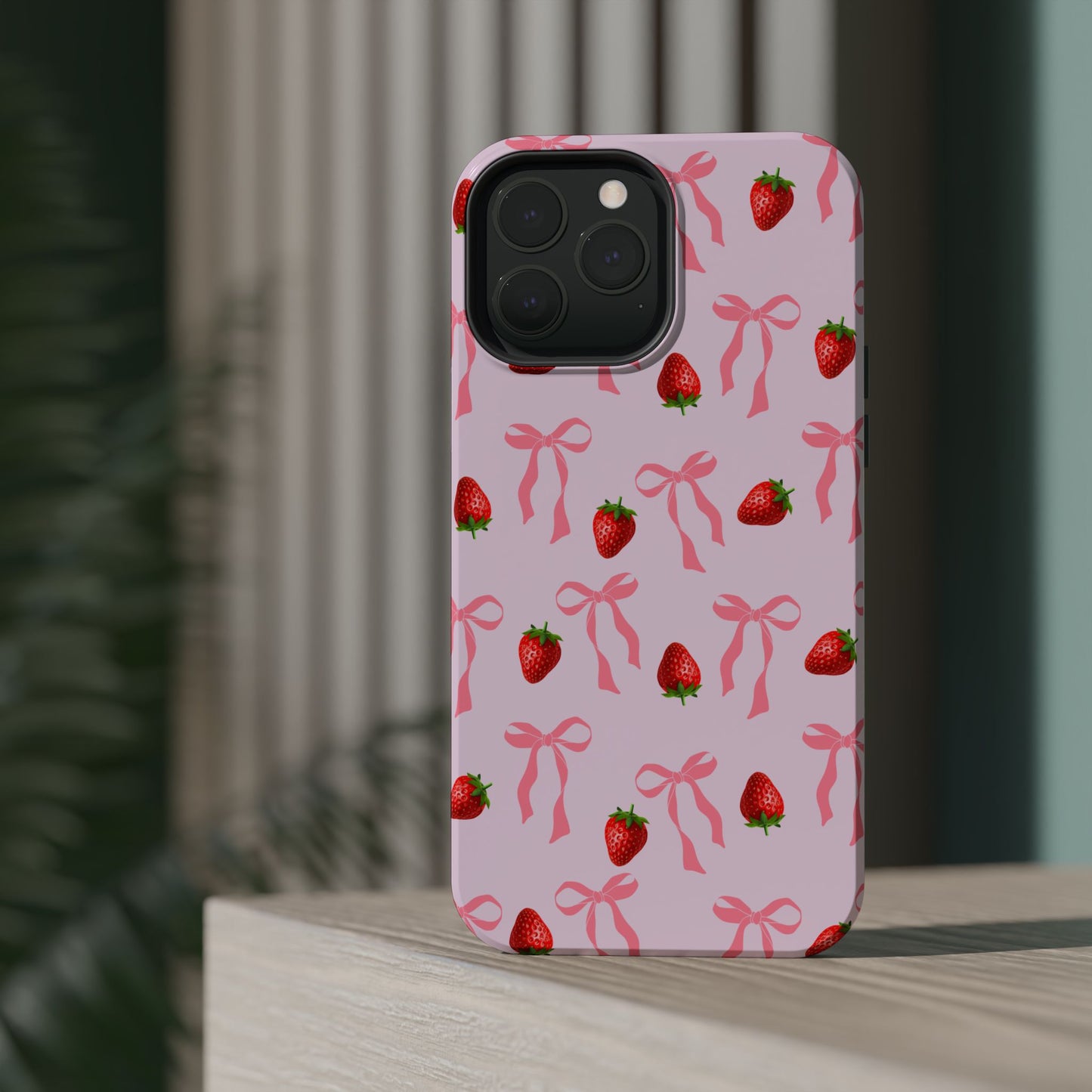 Pink Bow & Strawberry MagSafe iPhone® Case