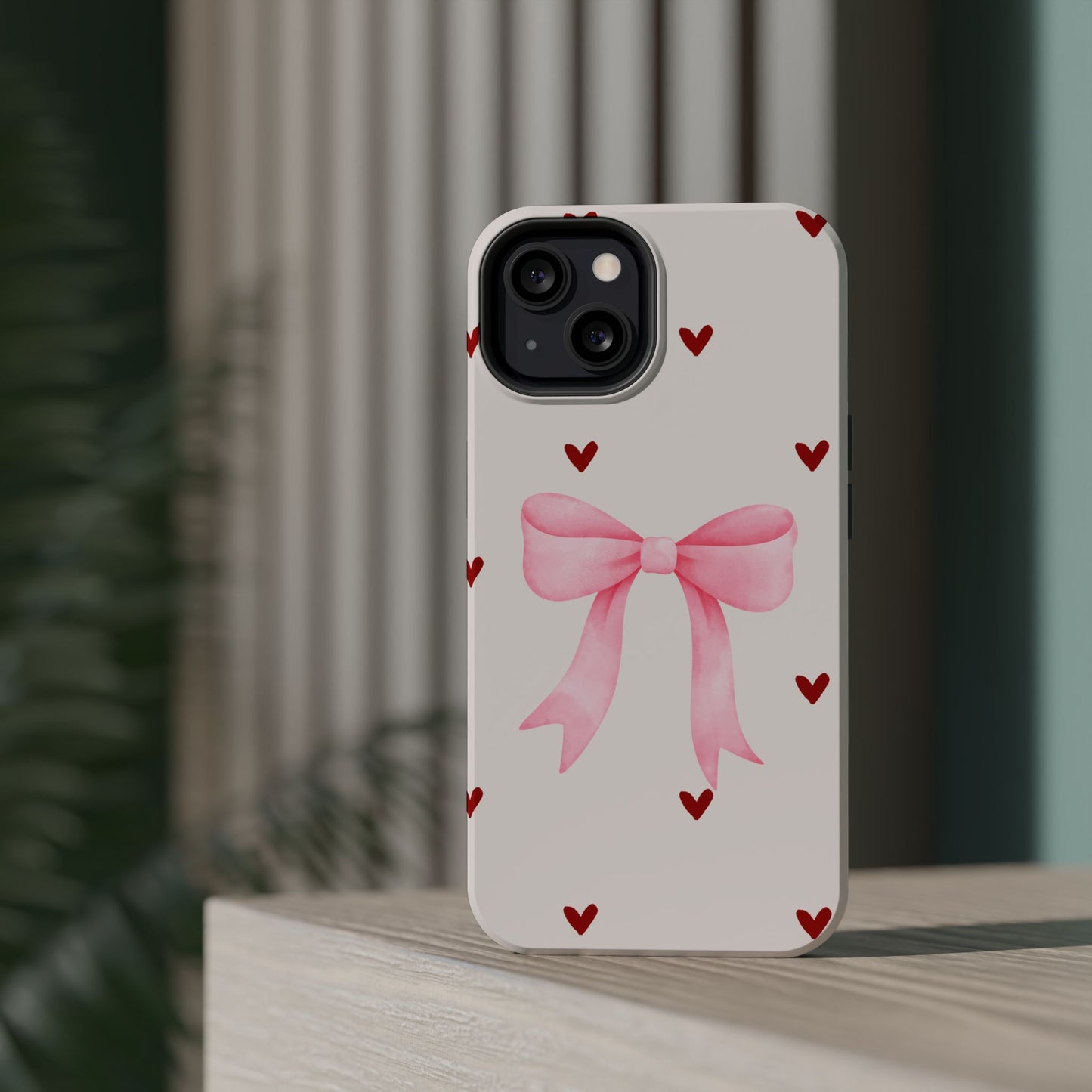 Pink Bow & Red Hearts MagSafe iPhone® Case