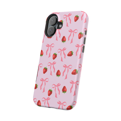 Pink Bow & Strawberry MagSafe iPhone® Case