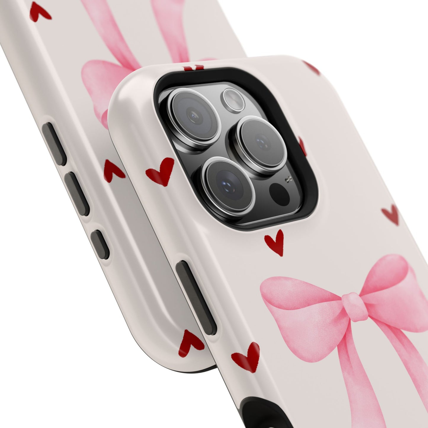 Pink Bow & Red Hearts MagSafe iPhone® Case