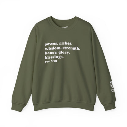 Declaring Your Power. Riches. Wisdom. Strength Crewneck Sweatshirt
