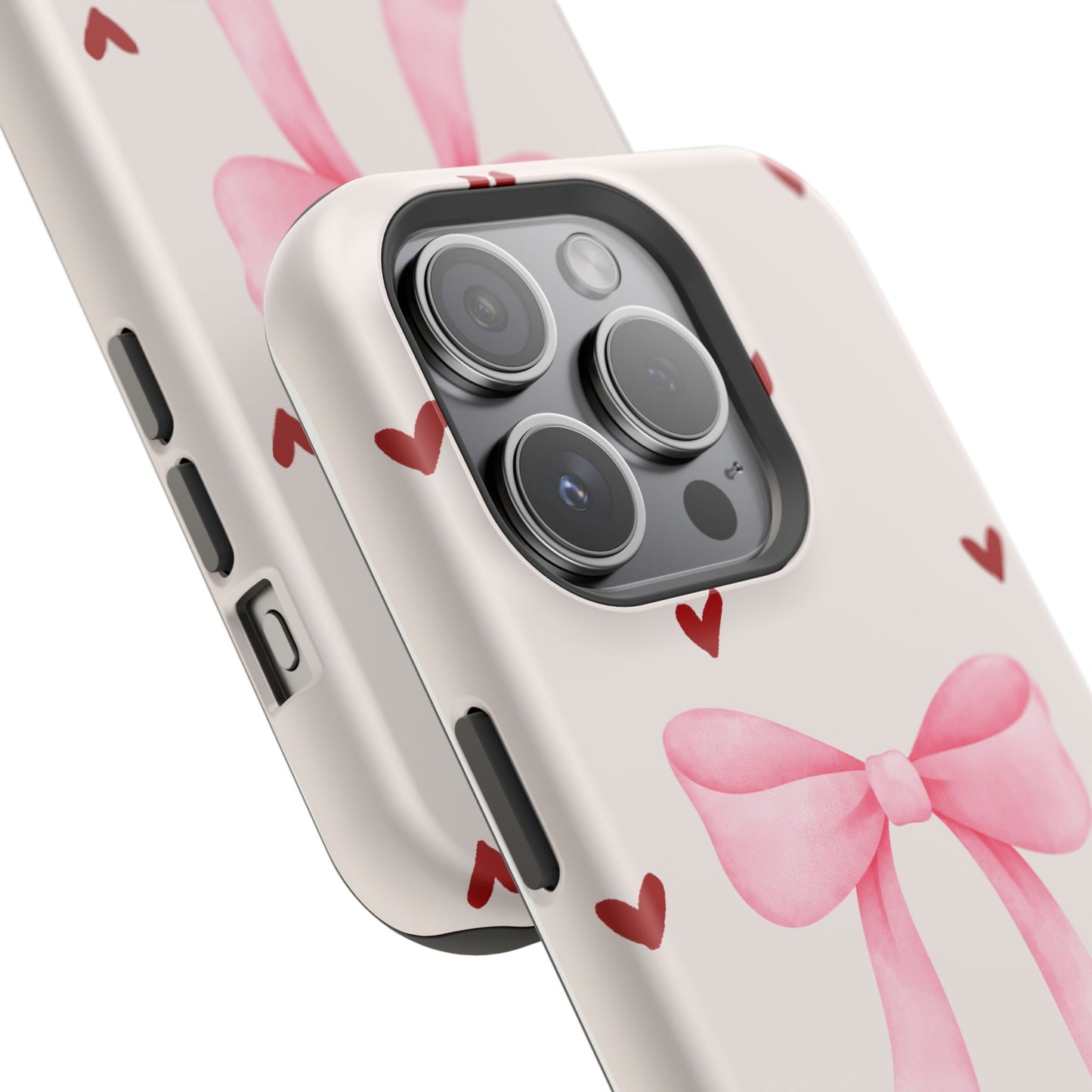 Pink Bow & Red Hearts MagSafe iPhone® Case