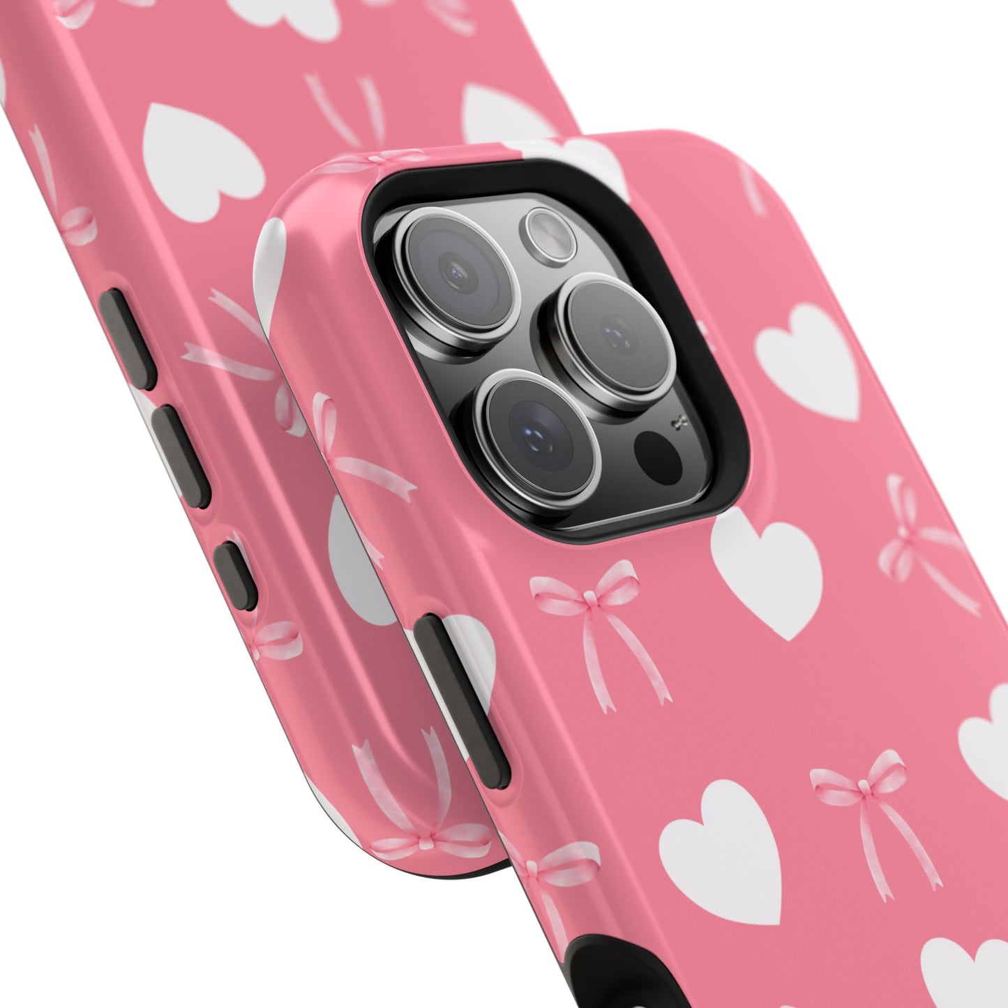Pink Bow & White Hearts MagSafe iPhone® Case