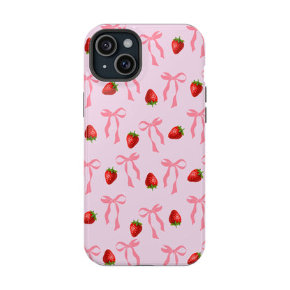 Pink Bow & Strawberry MagSafe iPhone® Case