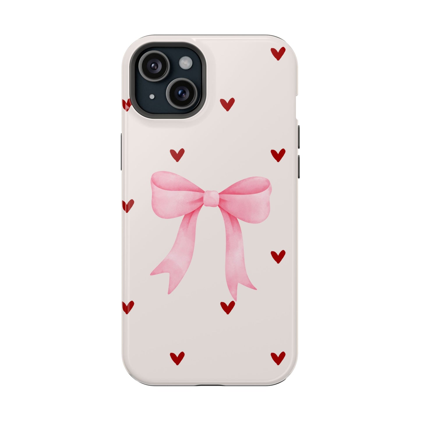 Pink Bow & Red Hearts MagSafe iPhone® Case