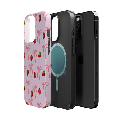 Pink Bow & Strawberry MagSafe iPhone® Case