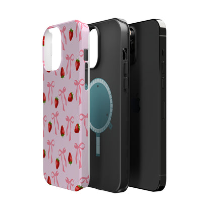 Pink Bow & Strawberry MagSafe iPhone® Case