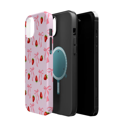 Pink Bow & Strawberry MagSafe iPhone® Case