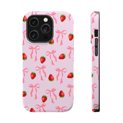 Pink Bow & Strawberry MagSafe iPhone® Case