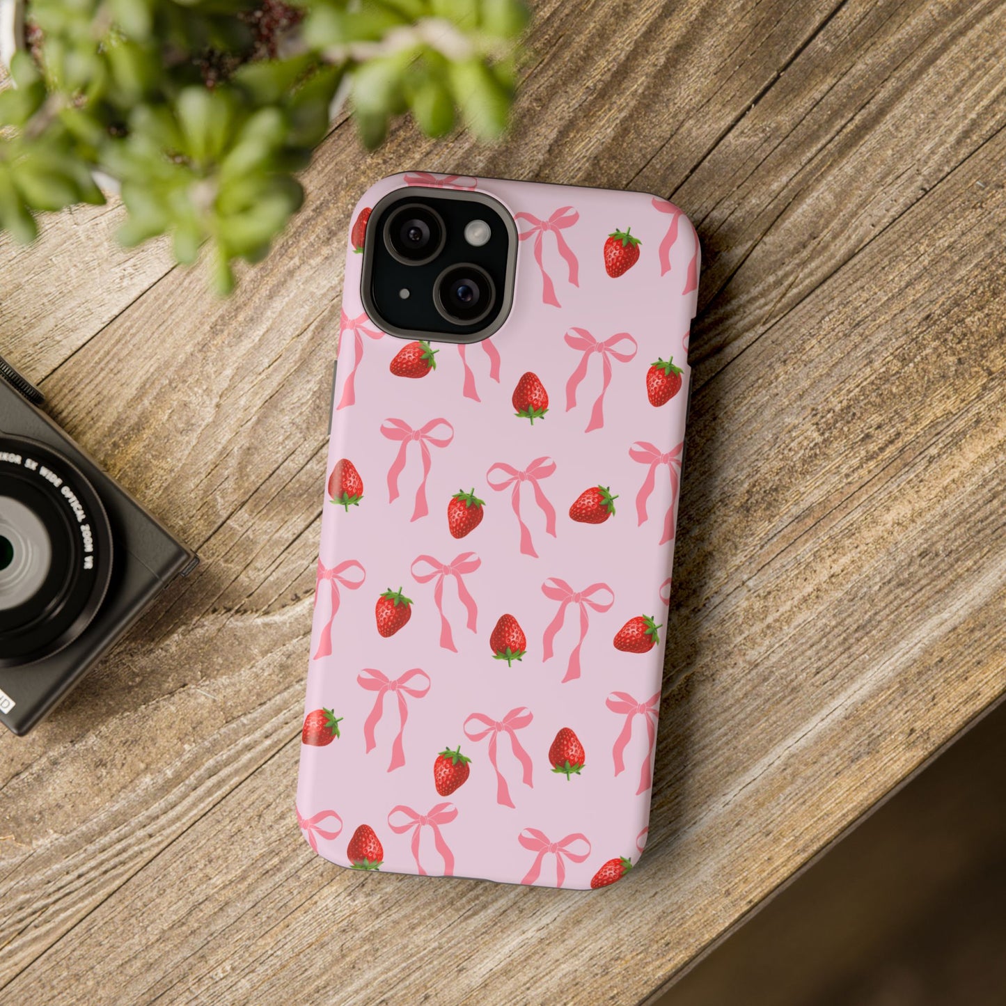 Pink Bow & Strawberry MagSafe iPhone® Case