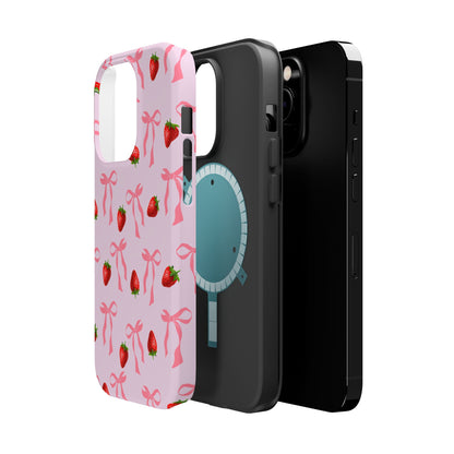 Pink Bow & Strawberry MagSafe iPhone® Case