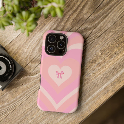 Pink Bow & Big Hearts MagSafe iPhone® Case