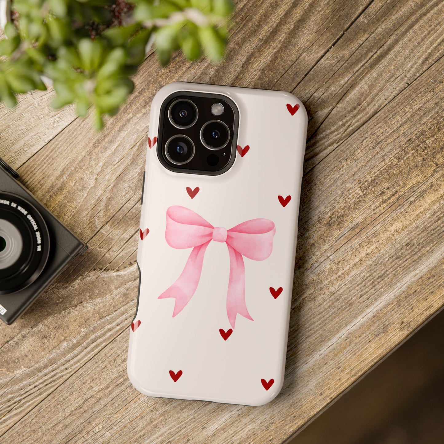 Pink Bow & Red Hearts MagSafe iPhone® Case