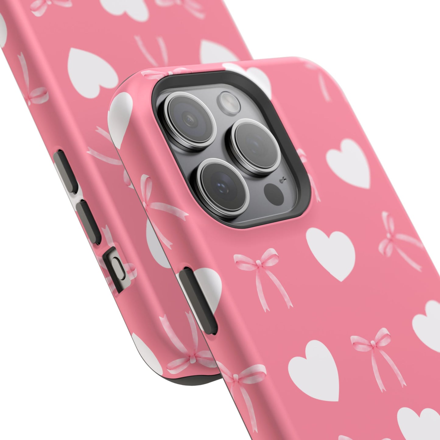 Pink Bow & White Hearts MagSafe iPhone® Case