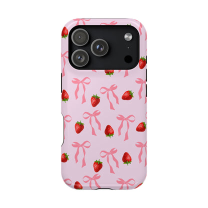 Pink Bow & Strawberry MagSafe iPhone® Case