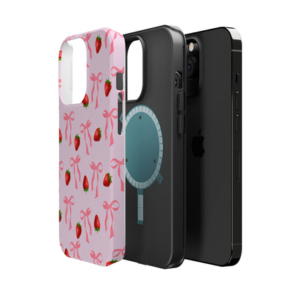 Pink Bow & Strawberry MagSafe iPhone® Case