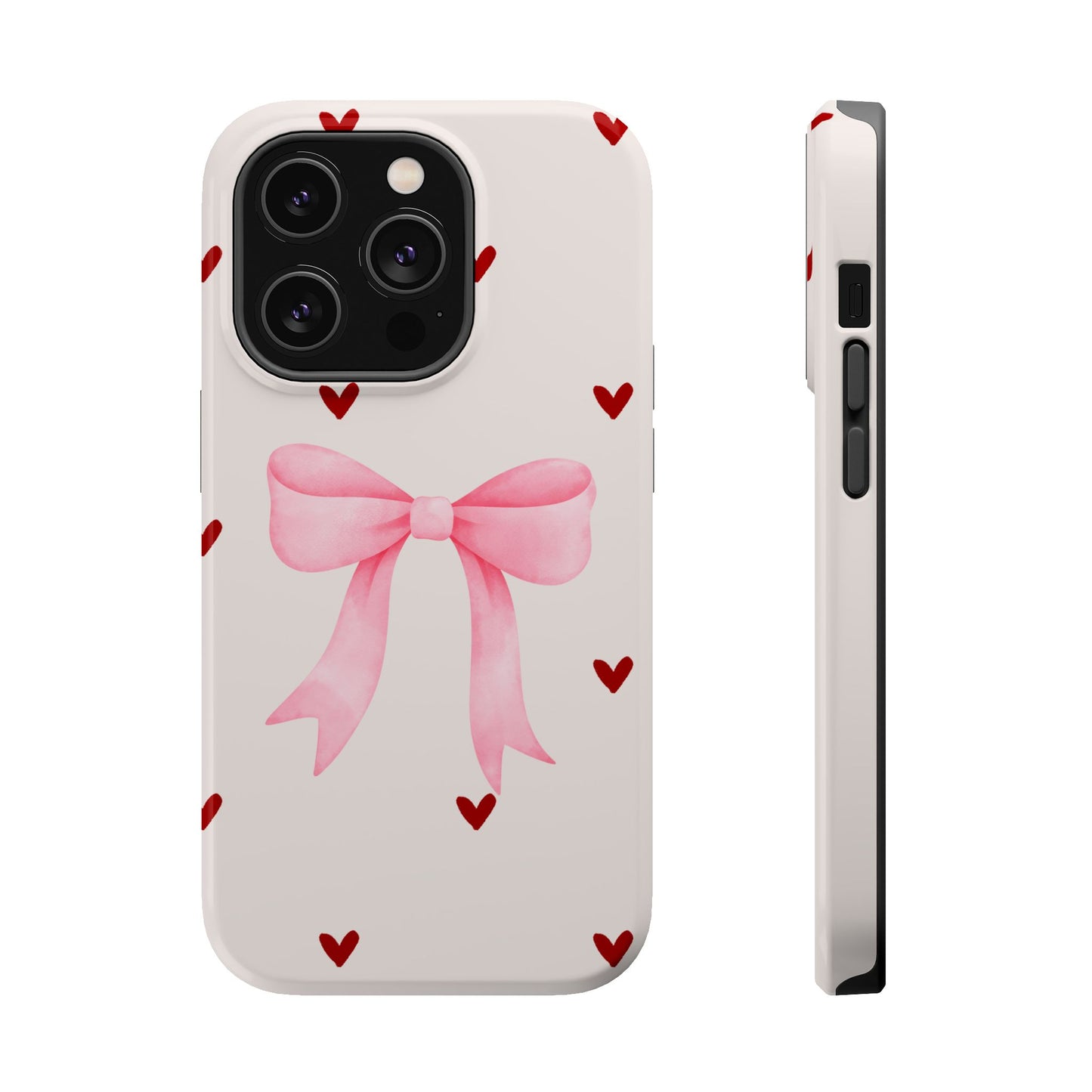 Pink Bow & Red Hearts MagSafe iPhone® Case