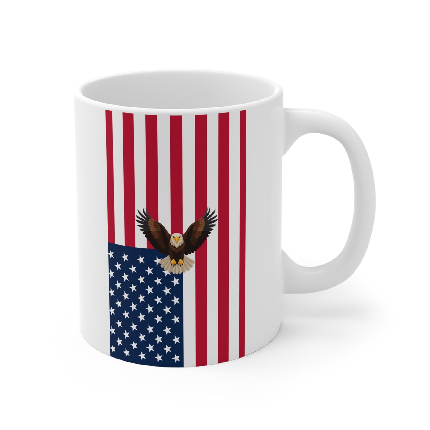 Inspirational Mug Declaring Power, Wisdom, Strength with Subtle American Flag Accent