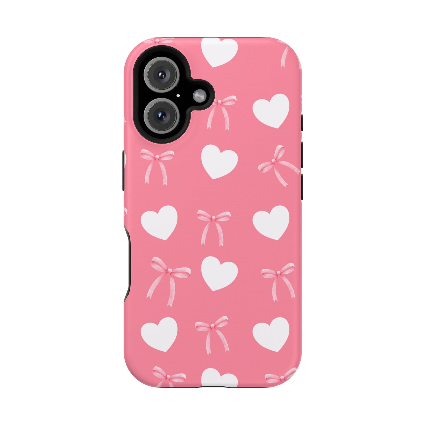 Pink Bow & White Hearts MagSafe iPhone® Case